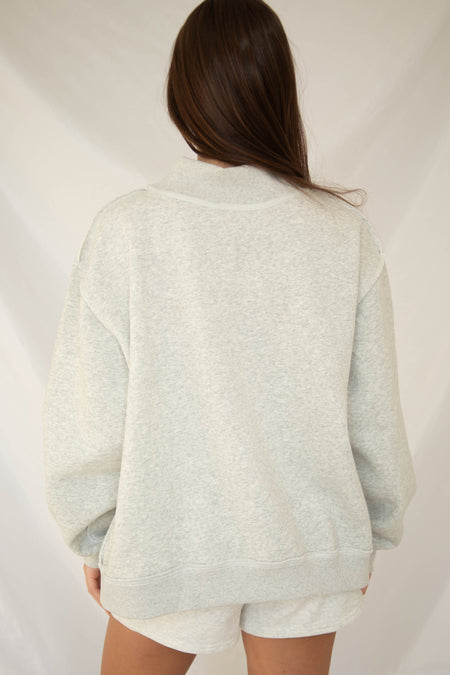 Faith Polka Dot Embroidered Mockneck — White