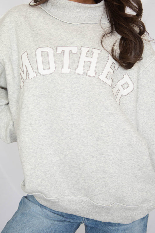 mother embroidered mock neck sweatshirt