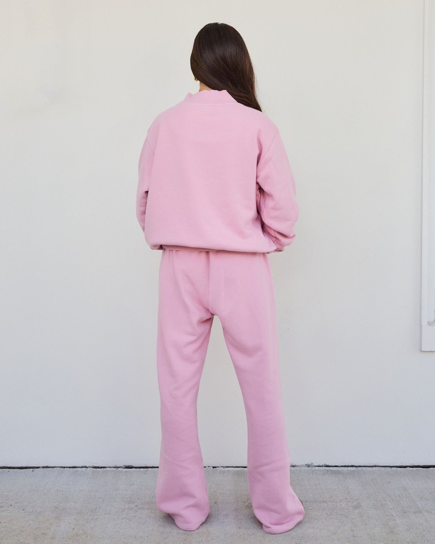 Pink Varsity Mockneck — White Lettering