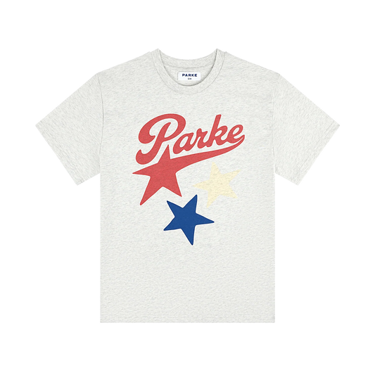 Retro Star Script Graphic T-Shirt – Heather Grey Oversized Cotton Tee