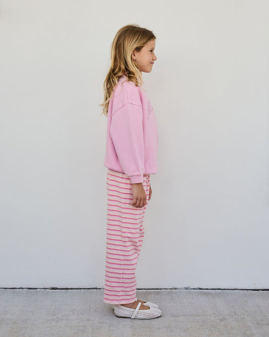 Kids Pink Varsity Mockneck — White Lettering