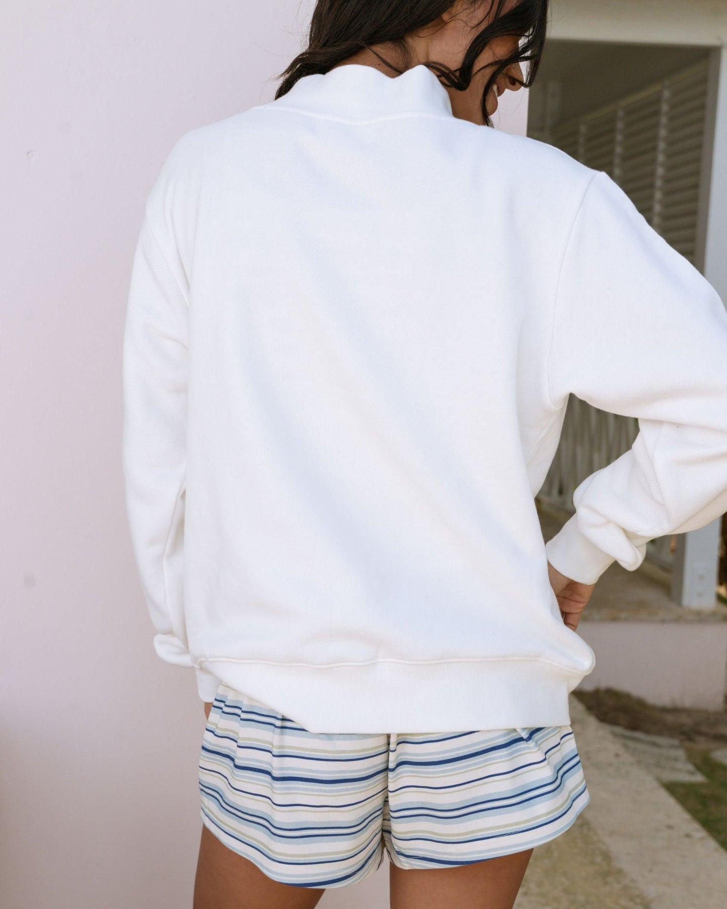 Hot Pink Varsity Mockneck — Tonal Lettering