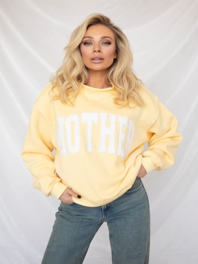 Mother Embroidered Mockneck — Butter Yellow | Gift for Mom