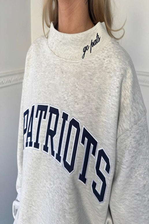 Customized Patriots Embroidered Mockneck | Applique Embroidered Go Pats