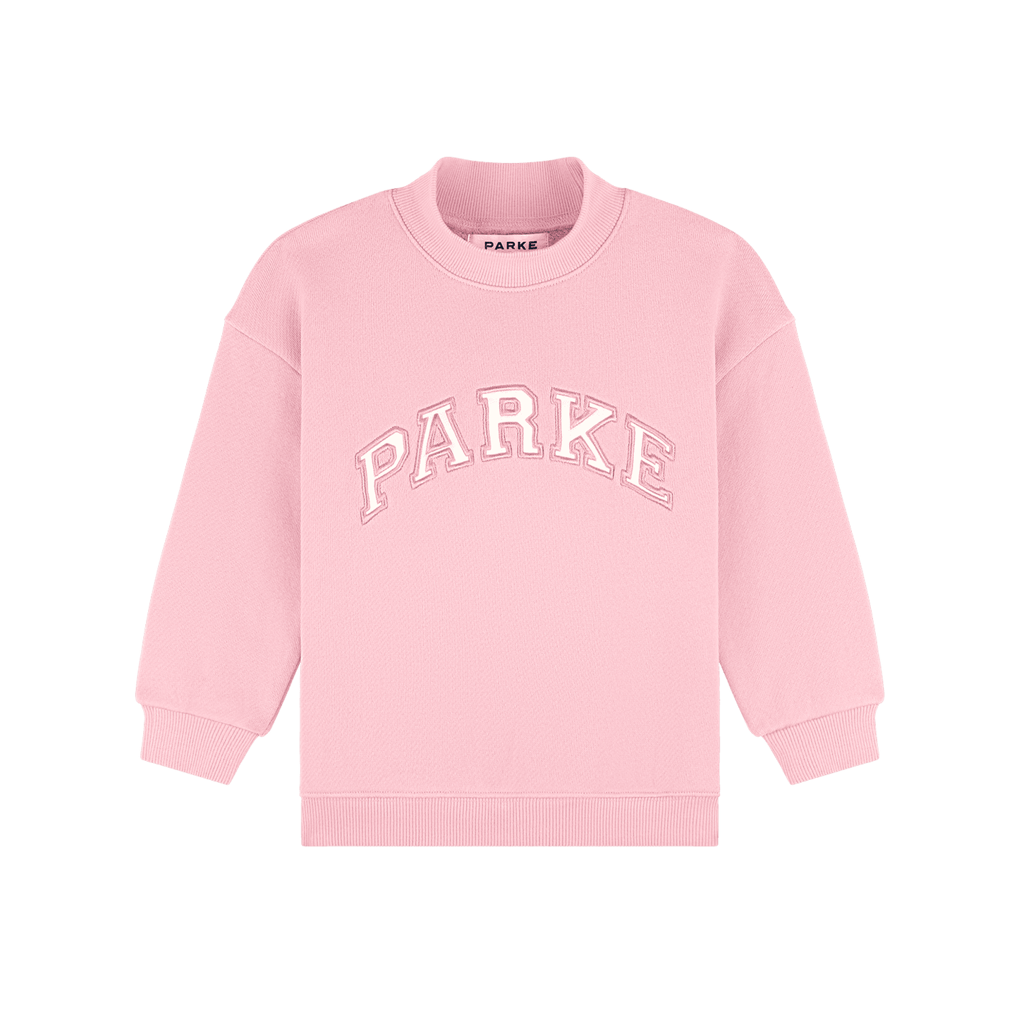 Kids Pink Varsity Mockneck — White Lettering