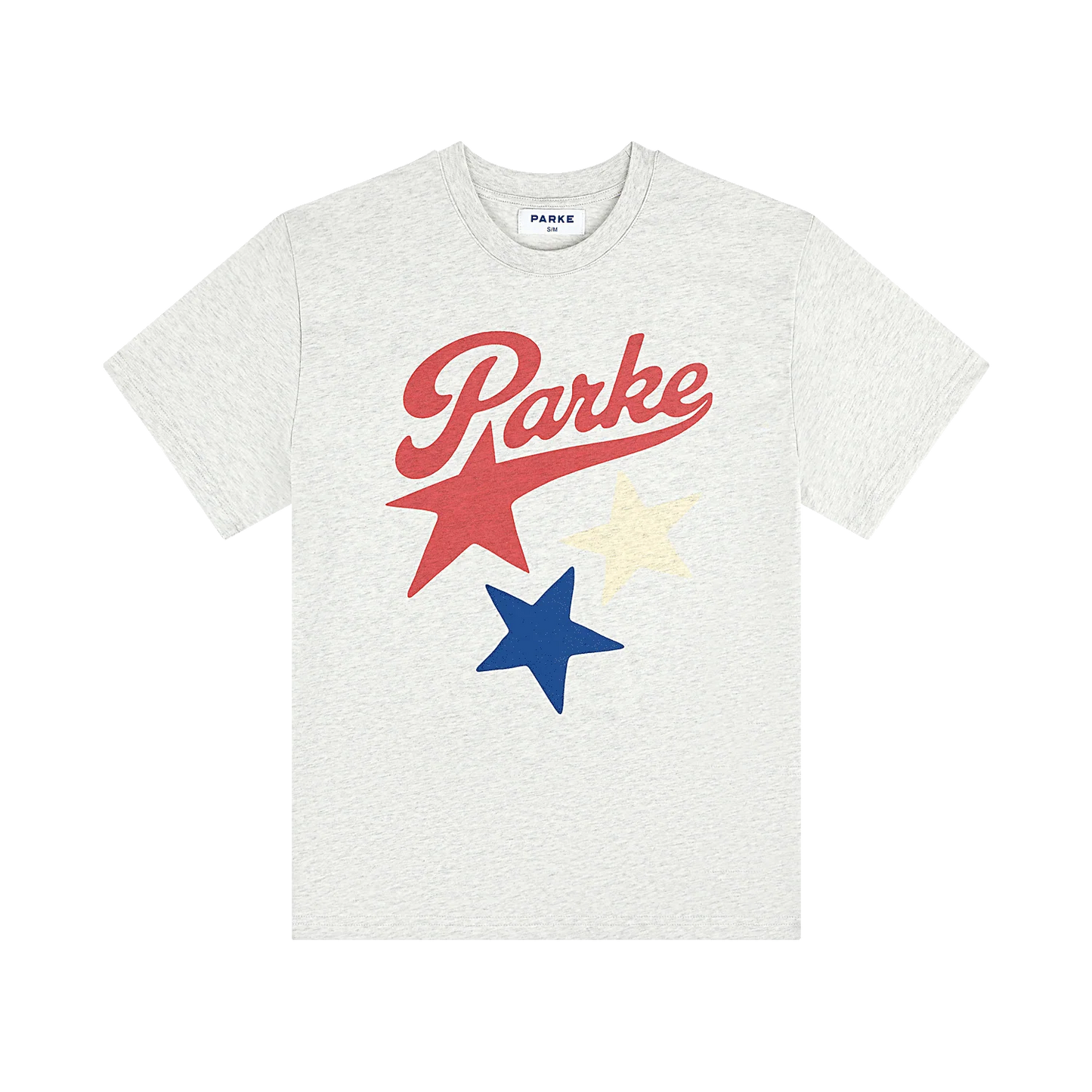 Retro Star Script Graphic T-Shirt – Heather Grey Oversized Cotton Tee